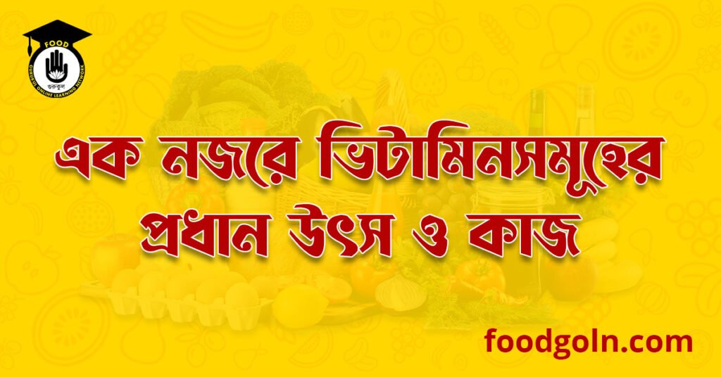 এক নজরে ভিটামিনসমূহের প্রধান উৎস ও কাজ