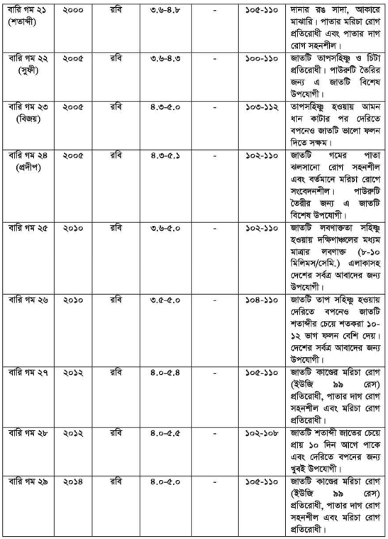 গমের জাত ও মৌসুম