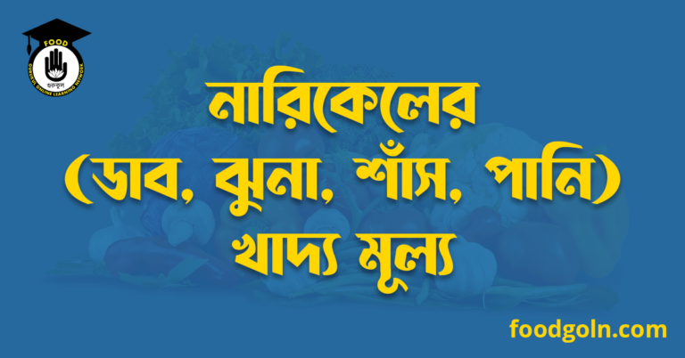 নারিকেলের (ডাব, ঝুনা, শাঁস, পানি) খাদ্য মূল্য